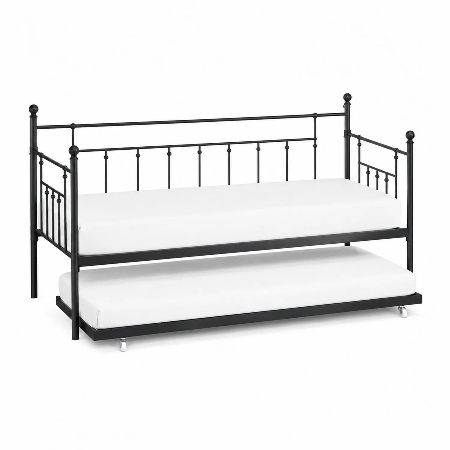Metalowe łóżko wysuwane czarne ze stali 200x90 cm