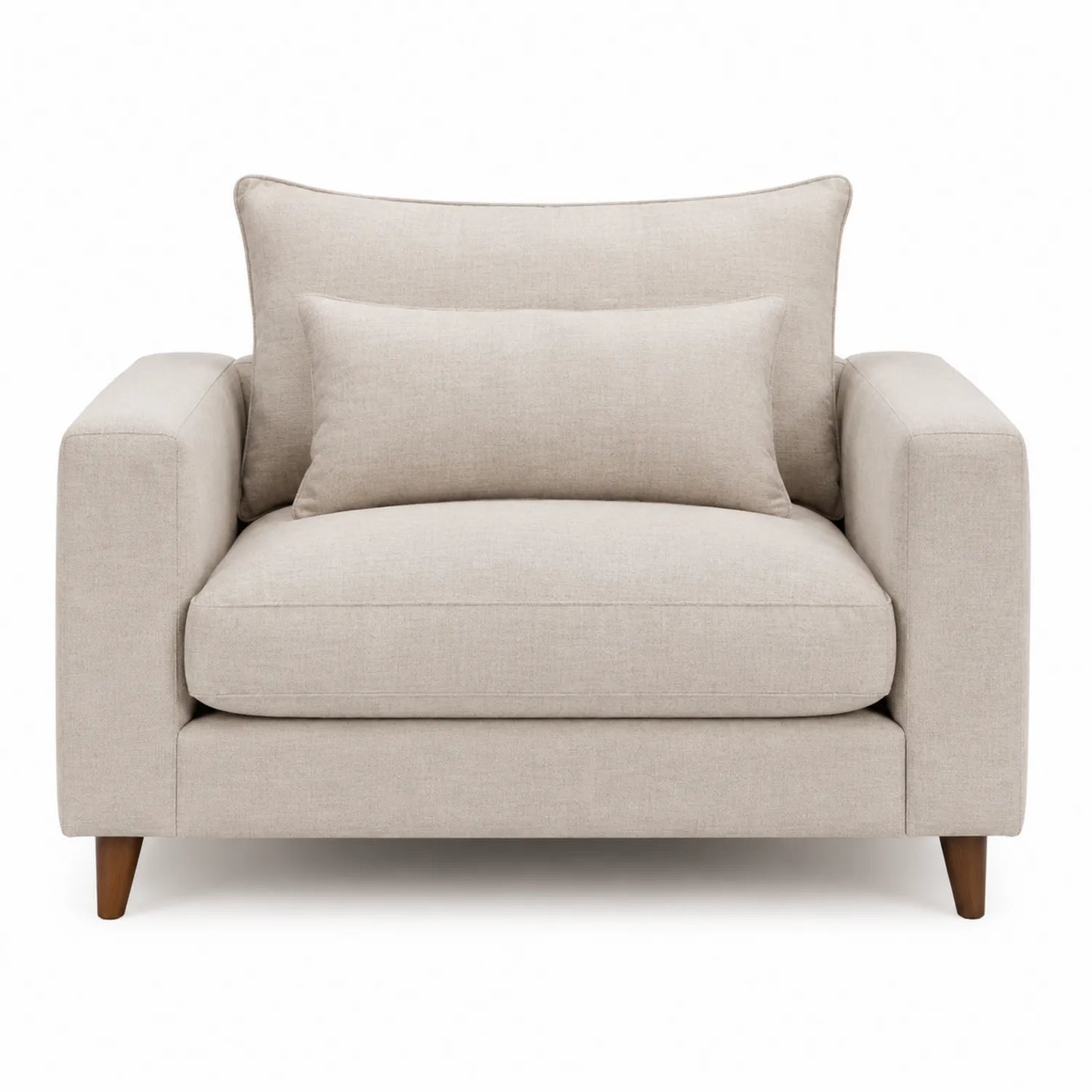 Sofa lniana beżowa z poduszkami