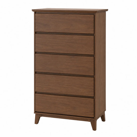 Komoda drewniana z 5 szufladami, orzechowa