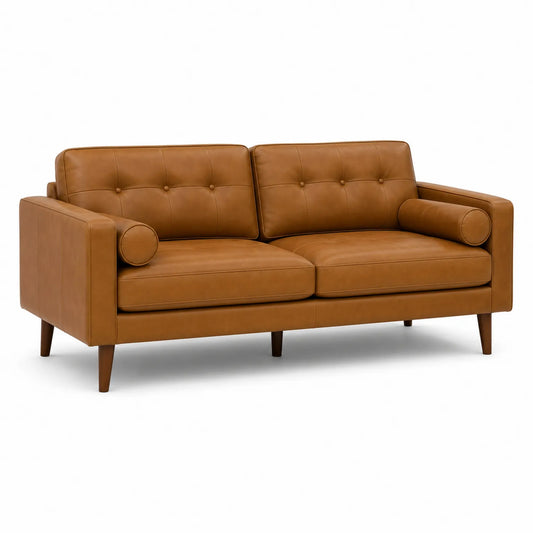 Sofa 3-osobowa z naturalnej skóry brązowa 200x85x90 cm