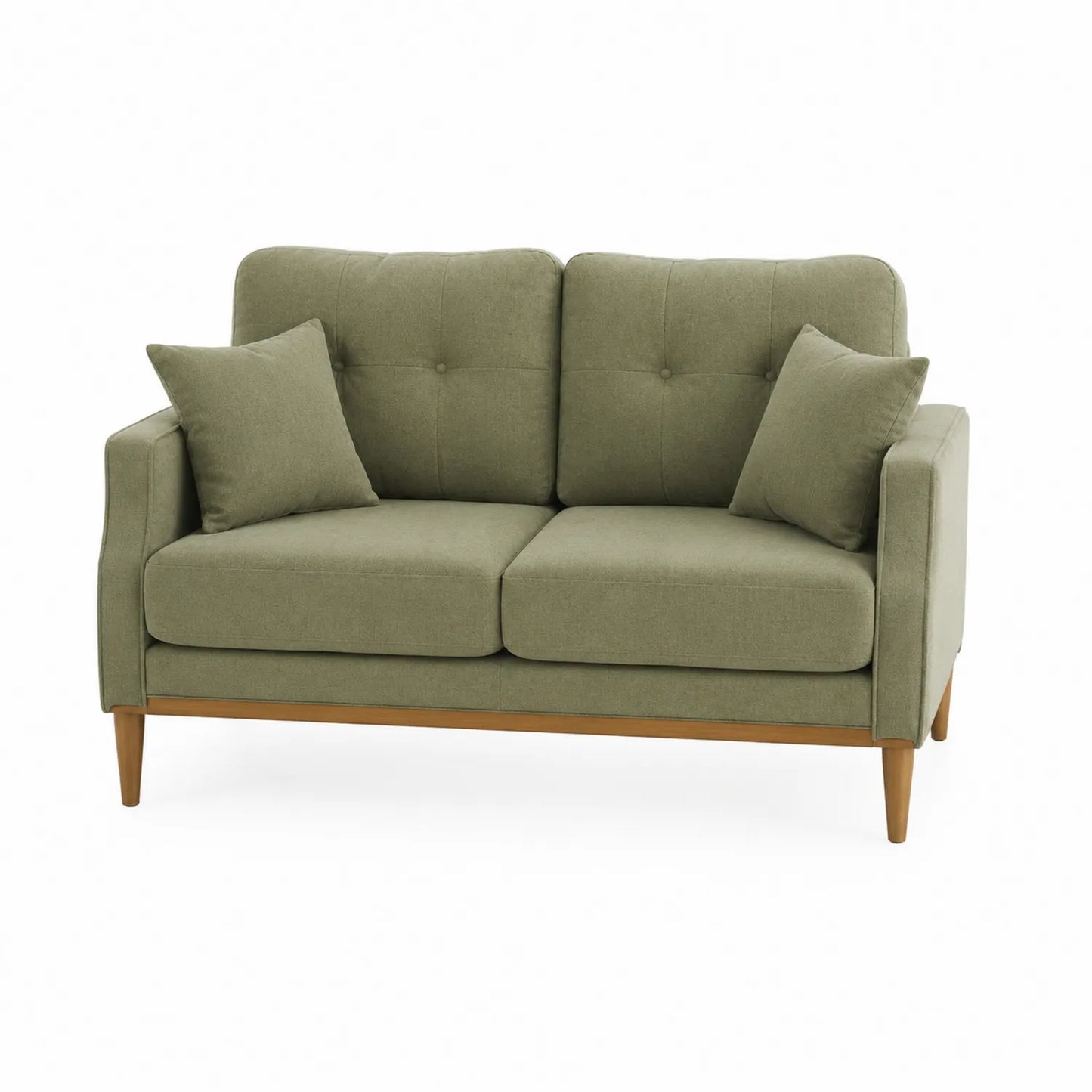 Dwuosobowa sofa tapicerowana poliester oliwkowy 140cm