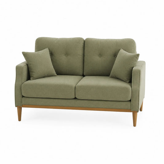 Dwuosobowa sofa tapicerowana poliester oliwkowy 140cm