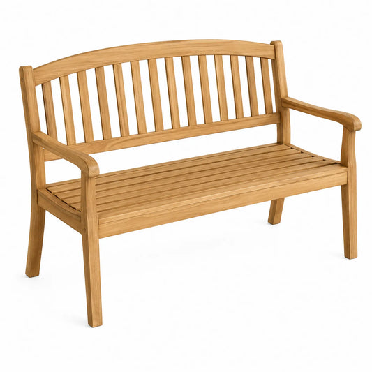 Ławka ogrodowa drewniana teak jasnobrązowa 120 cm
