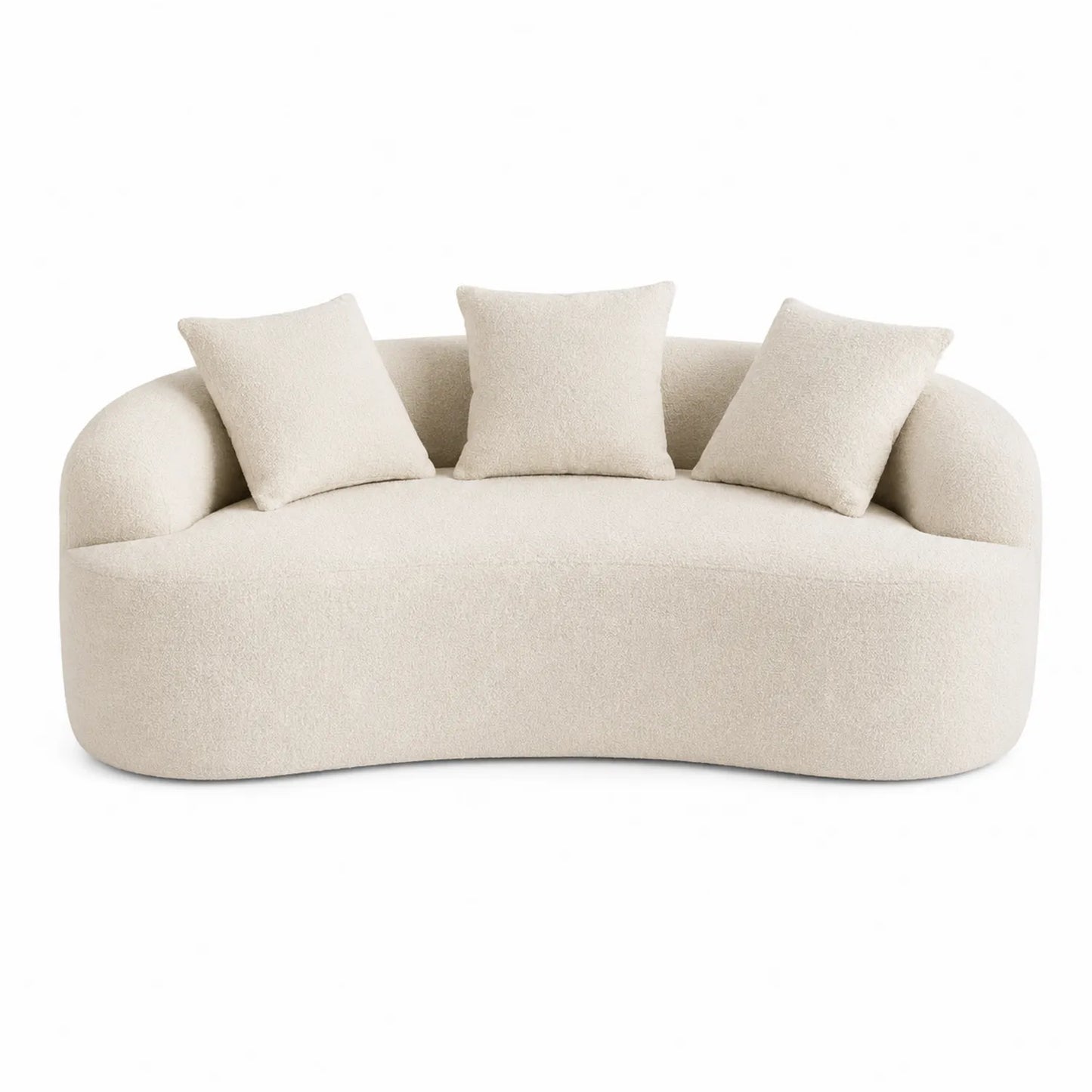 Sofa trzyosobowa z tkaniny boucle kremowa 210cm
