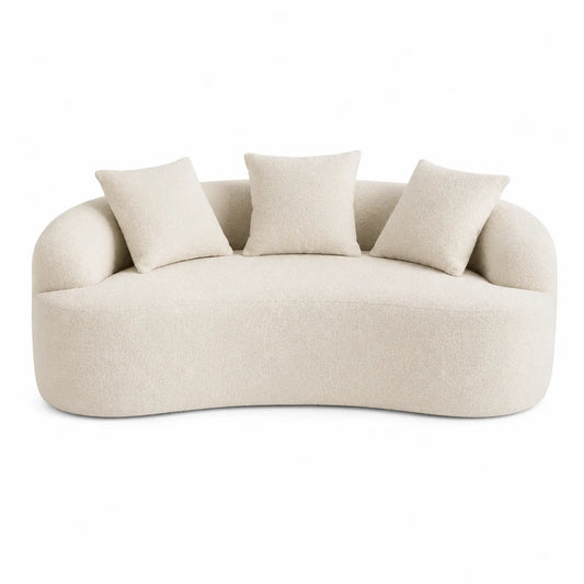Sofa trzyosobowa z tkaniny boucle kremowa 210cm