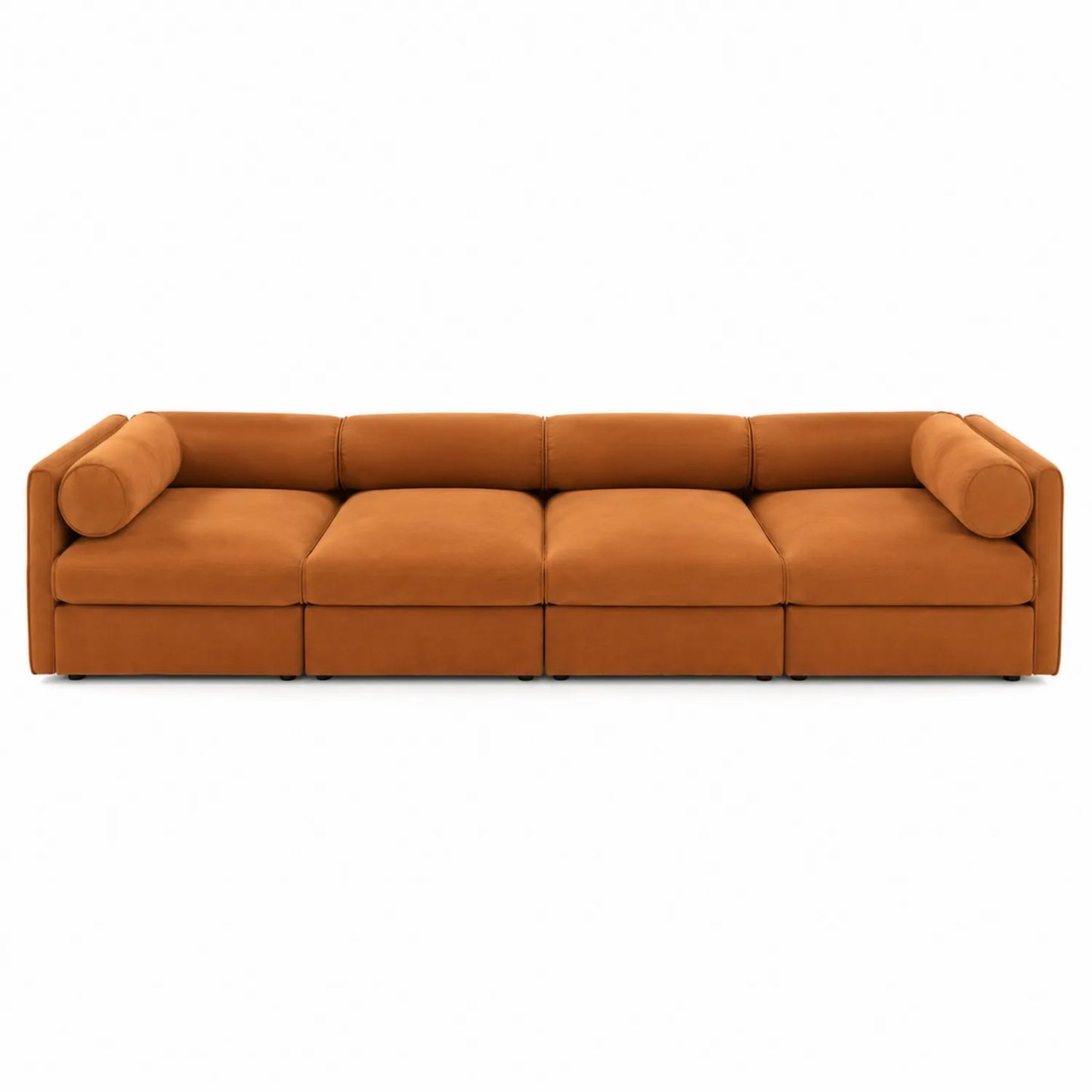 Modułowa sofa z aksamitu pomarańczowa 4-osobowa