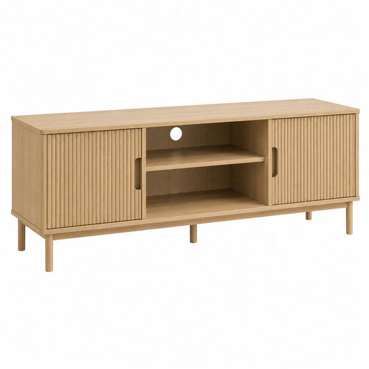 Szafka RTV drewniana z półkami i drzwiami przesuwanymi 150x45x50 cm