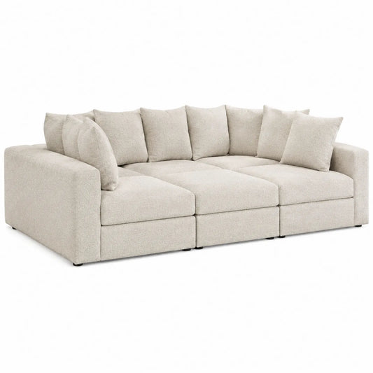 Modułowa sofa narożna tkanina beżowa