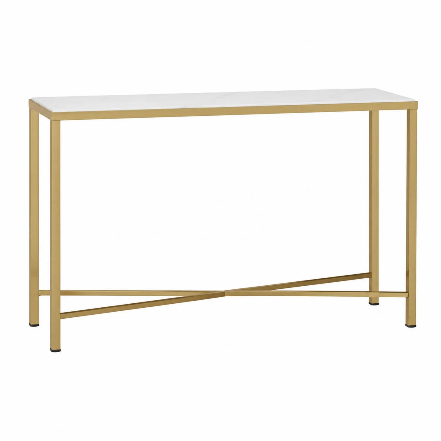Konsola prostokątna z marmurowym blatem i metalowa złota 120x30x75 cm