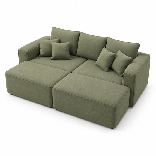 Modułowa sofa 3-osobowa z poduszkami, zielona