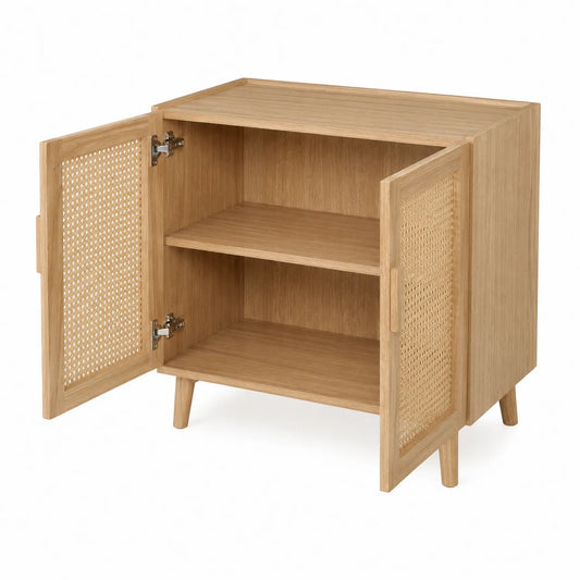 Szafka z płyty MDF z drzwiczkami rattanowymi 60x40x75 cm